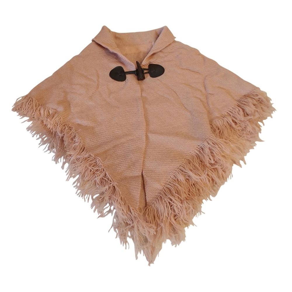 COPY - TODDLER FRINGE WRAP AROUND TOGGLE PONCHO SCARF